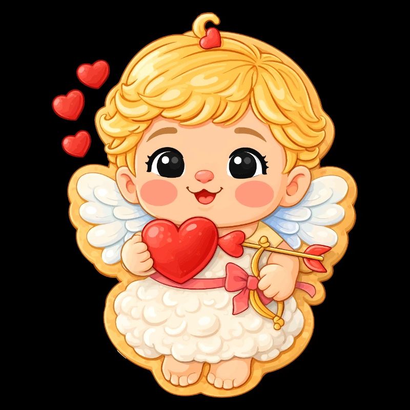 Motif biscuit doux ange de la Saint-Valentin avec cœur