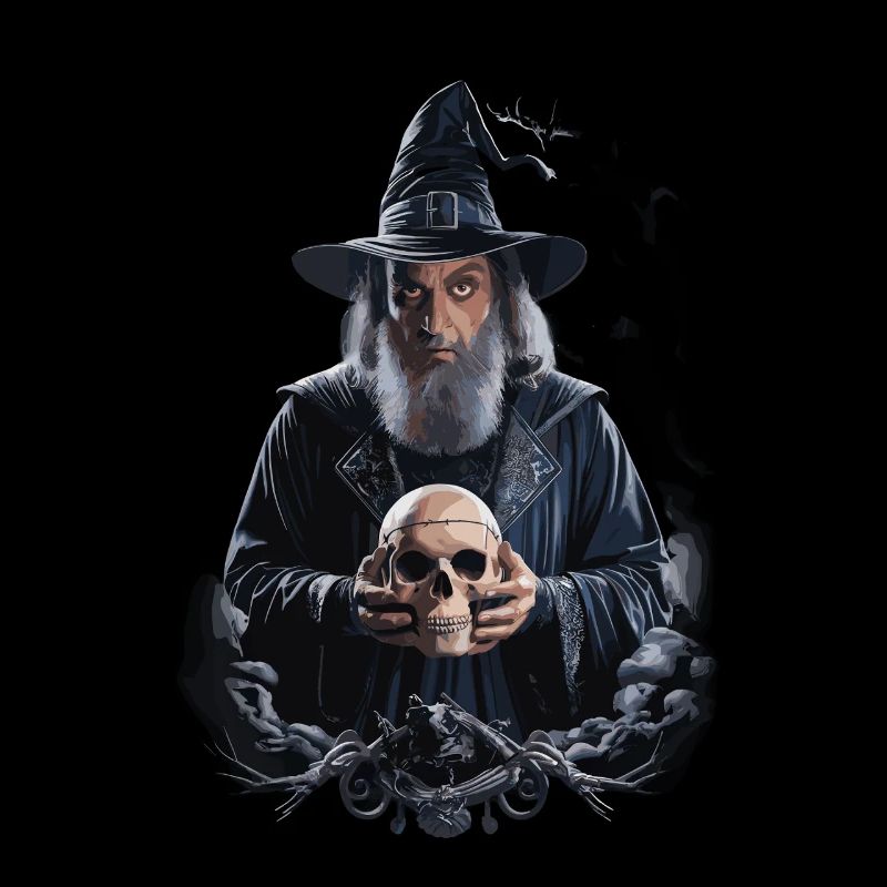  Dunkler Zauberer Mit Totenkopf Mystischer Magier