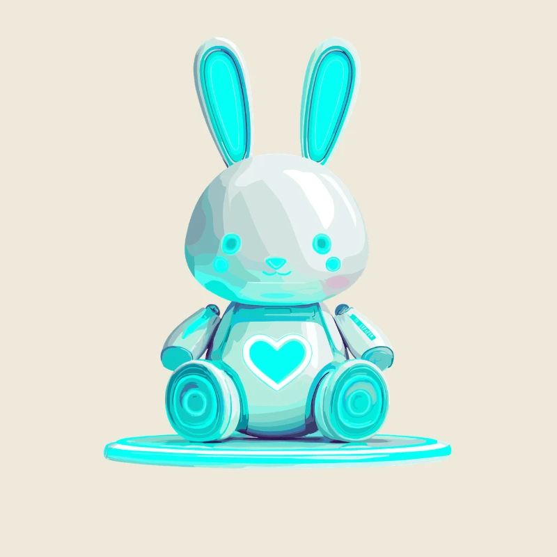 Robot lapin lumineux avec un cœur