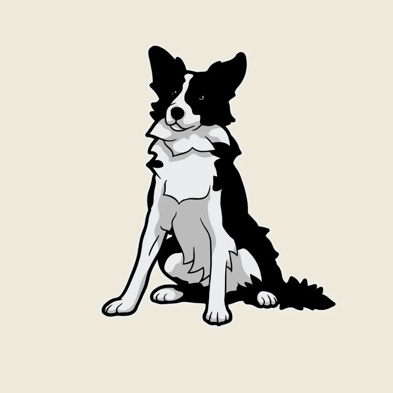 Border Collie Minimalist Line Art Hundeporträt