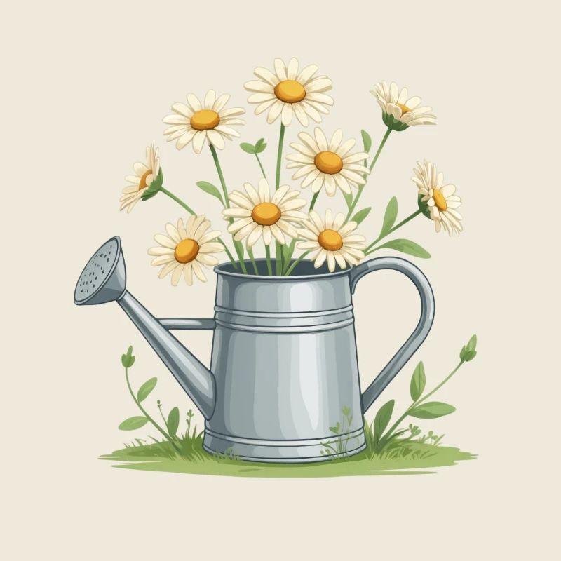 Des marguerites dans l’arrosoir