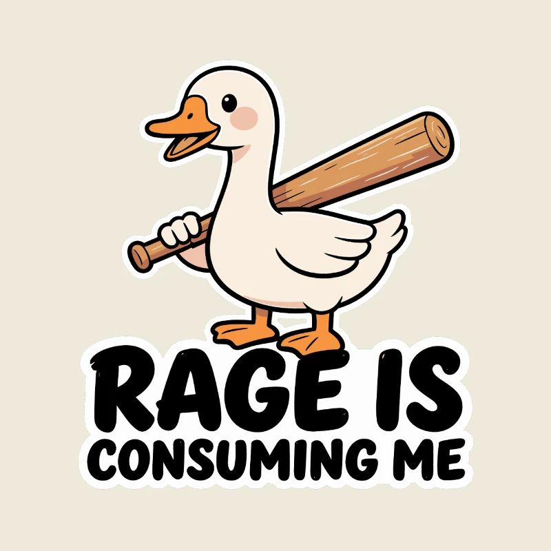 Rage Is Consuming Me Funny Goose With Bat
