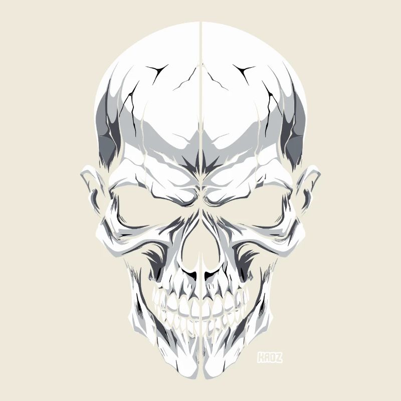 Monochrom Totenkopf weiß