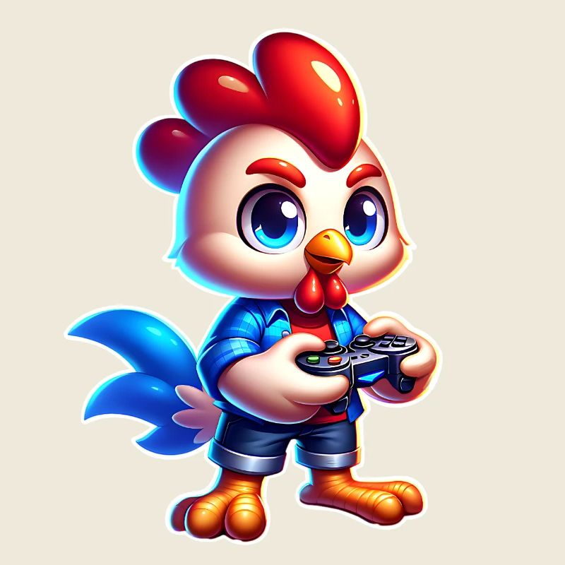 Gaming Huhn mit Controller