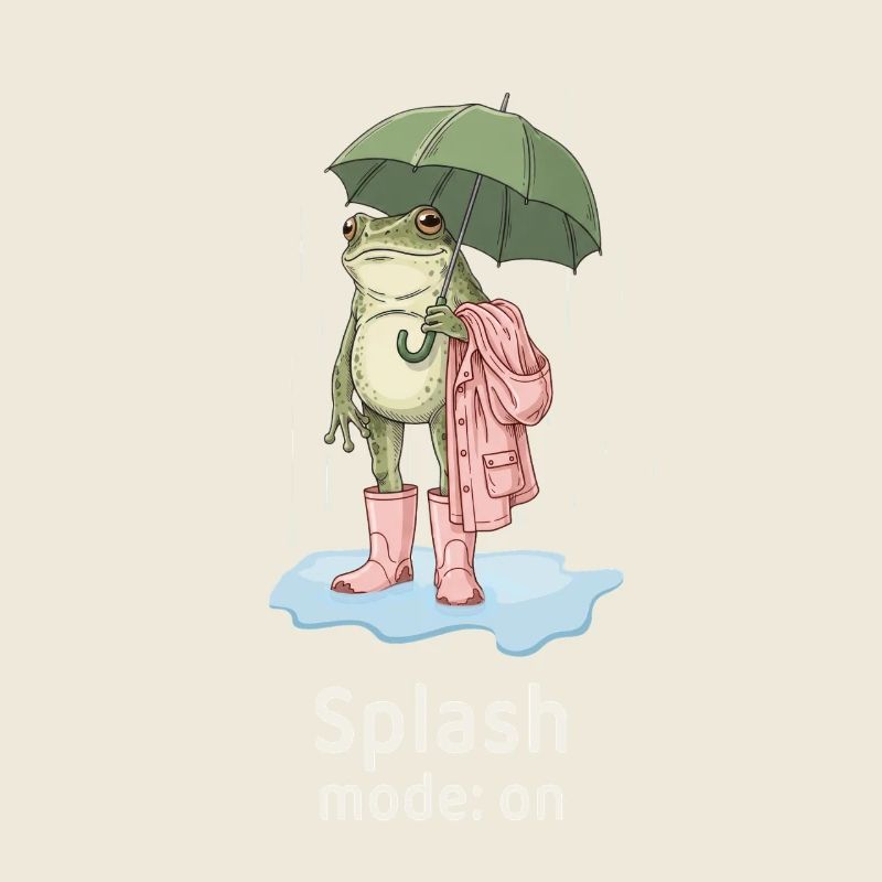 Funny Frog in Rain - Splash mode on