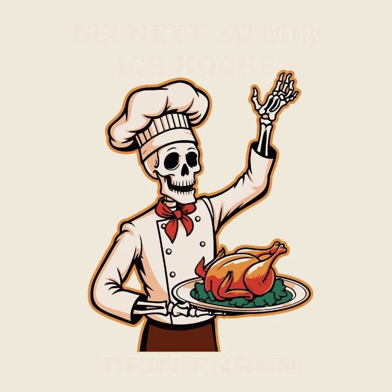 Chef squelette Sois gentil avec moi Je cuisine