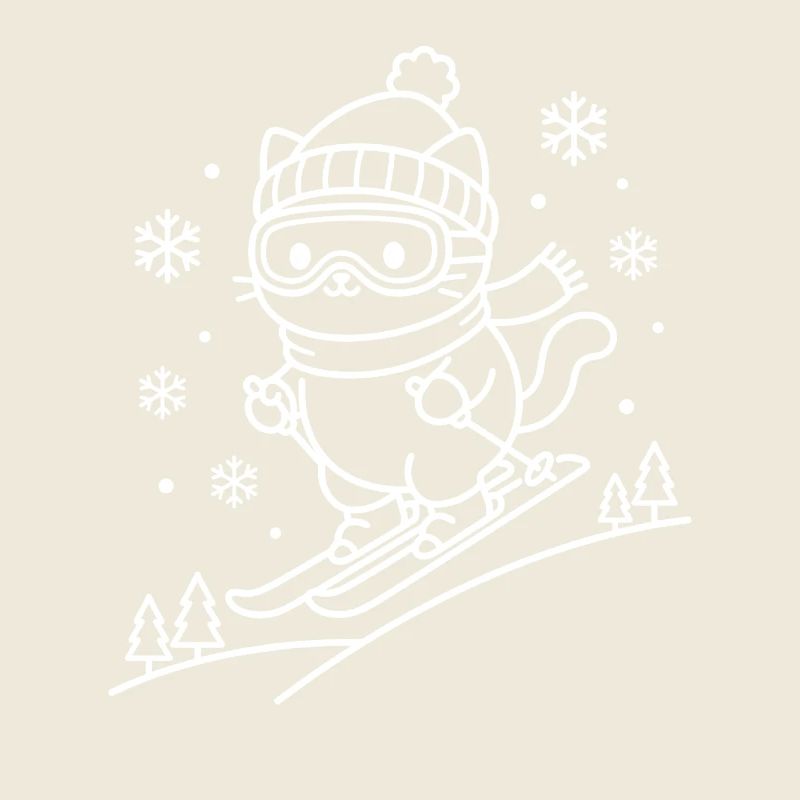 Skiing Kawaii Cat