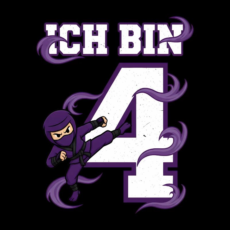 Je suis 4 Ninja 4e anniversaire Karaté Violet