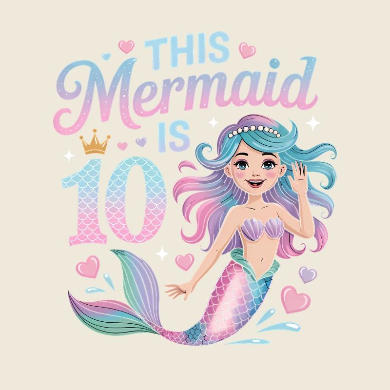 Mermaid 10th Birthday 10 Years