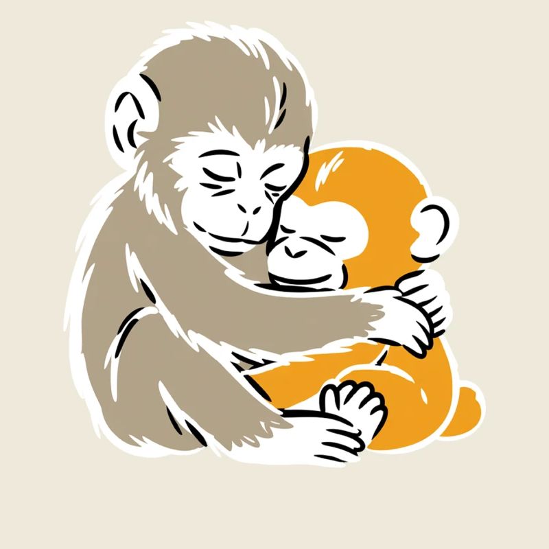 Monkey Hug Duo Illustration