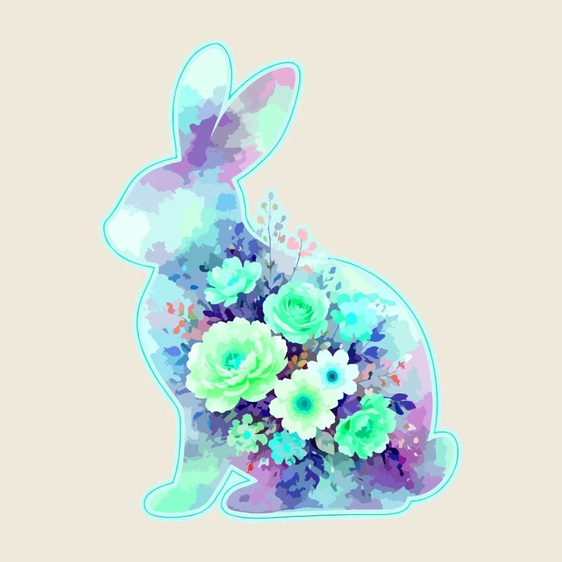 Hase Aquarell Blumen Ostern