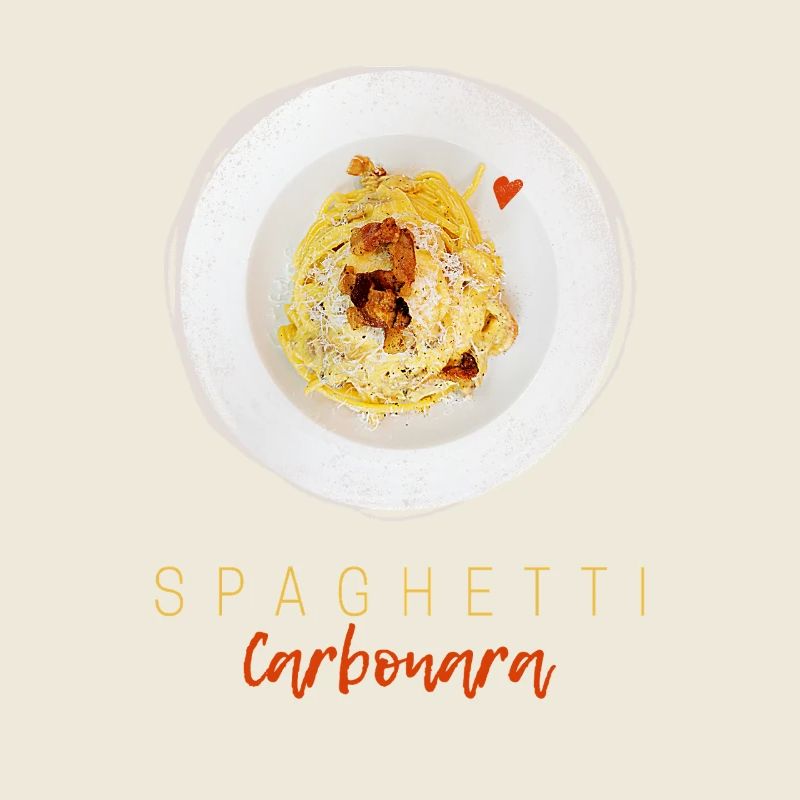 Design gourmet pâtes pâtes à la carbonara spaghetti