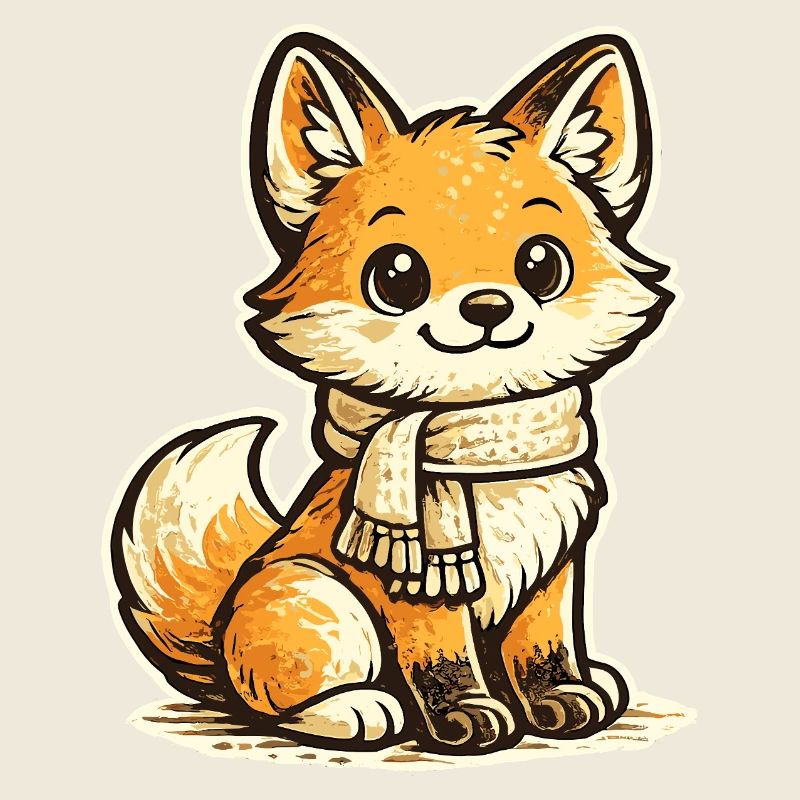 Renard réchauffant avec écharpe
