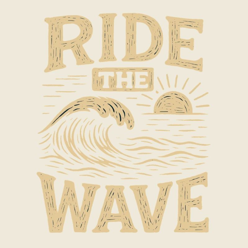 RIDE THE WAVE Vintage Surf Wellen Statement