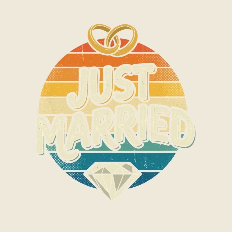 Just Married Retro Rainbow