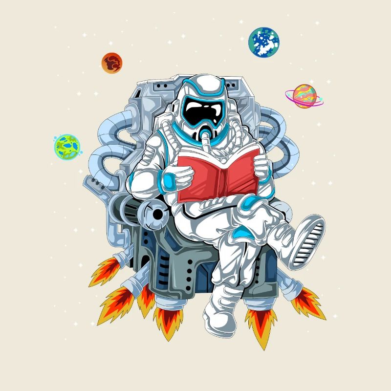 Astronaute Lisant la chemise spatiale