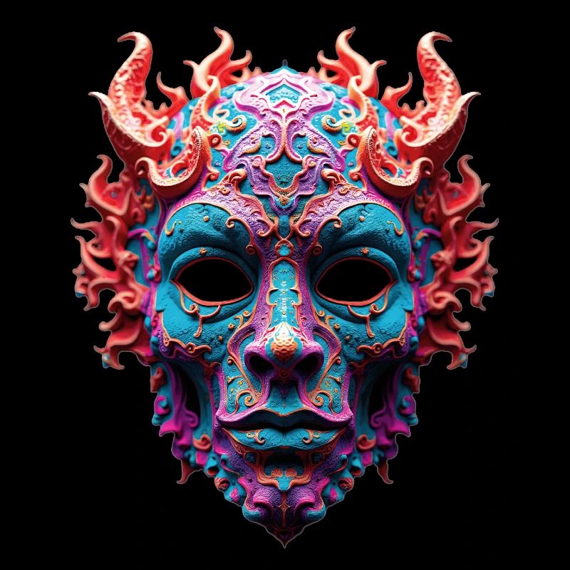 Masque orné de Démon de Feu