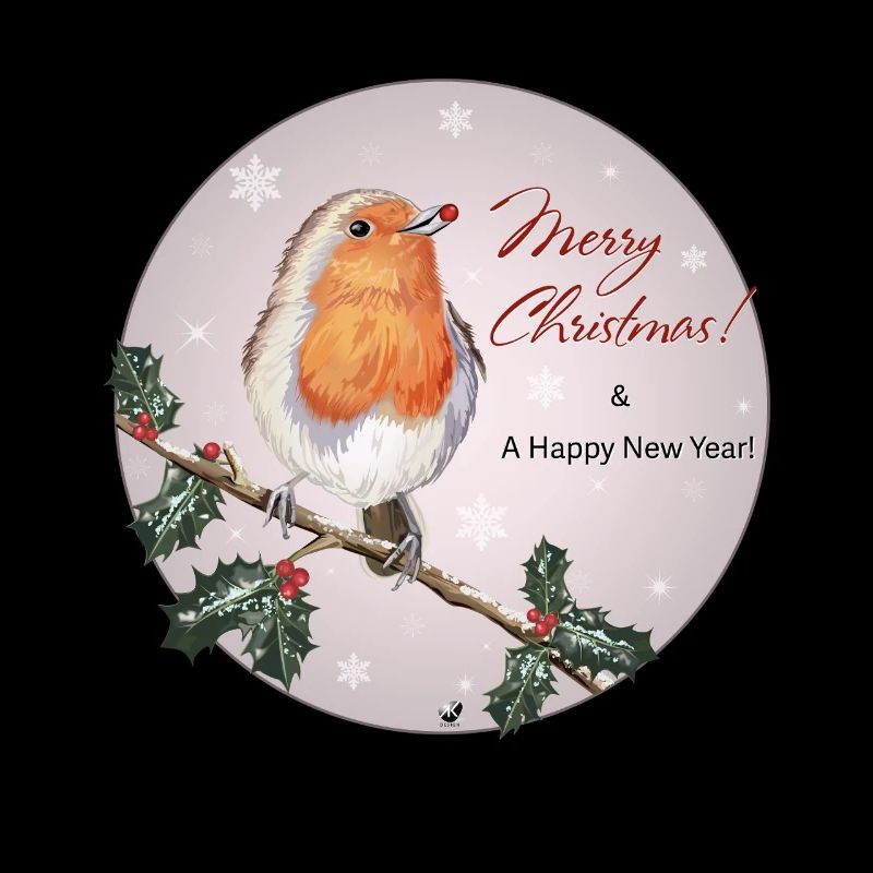Bird on a branch illustration with inscription