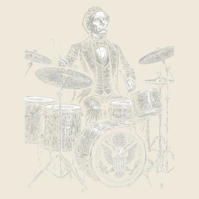 Franklin Pierce plays drums