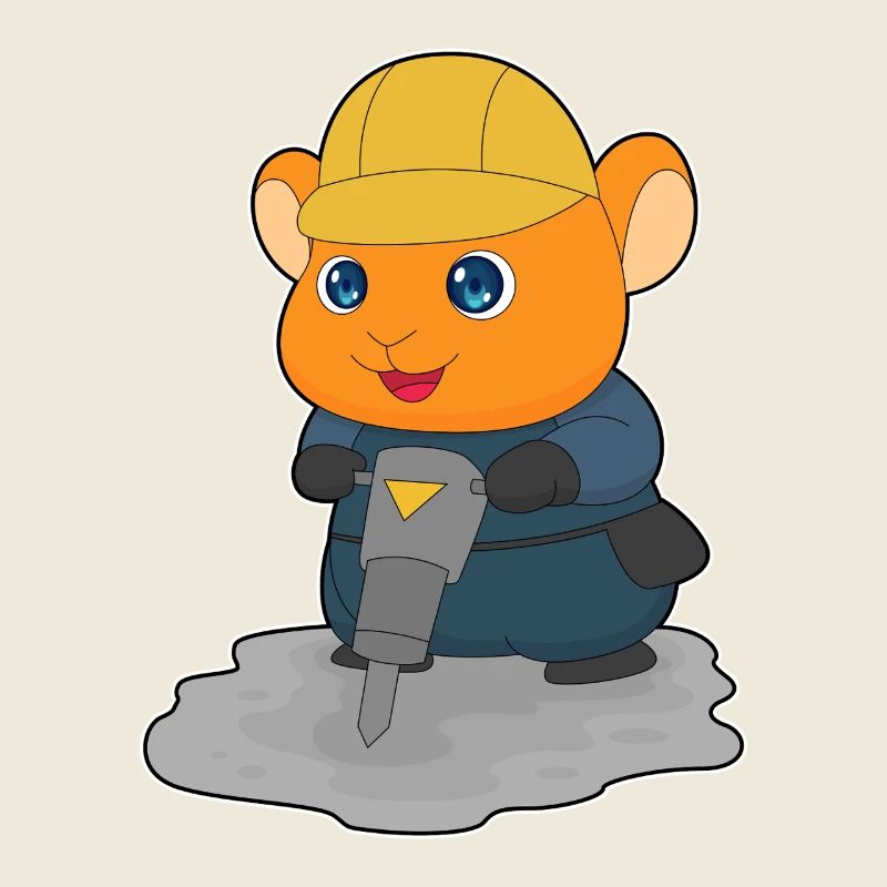 Hamster Bauarbeiter Presslufthammer Baustelle