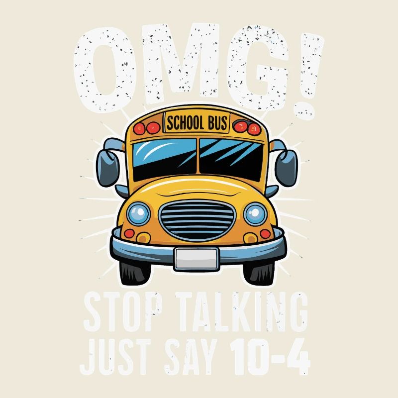 OMG School Bus Saying Illustration