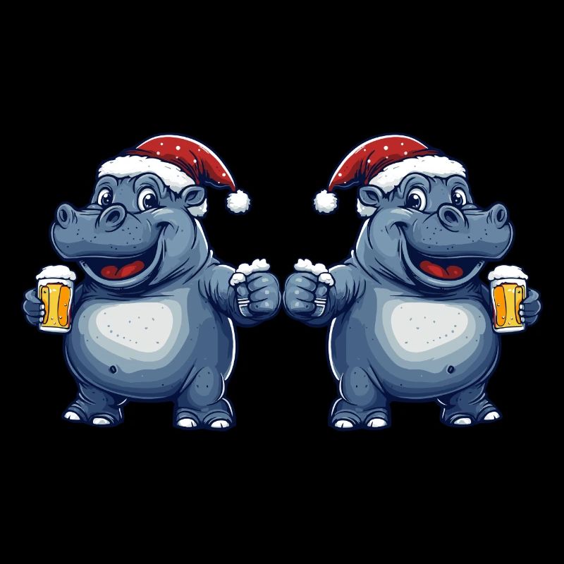 Nilpferd Weihnachten Bier Team