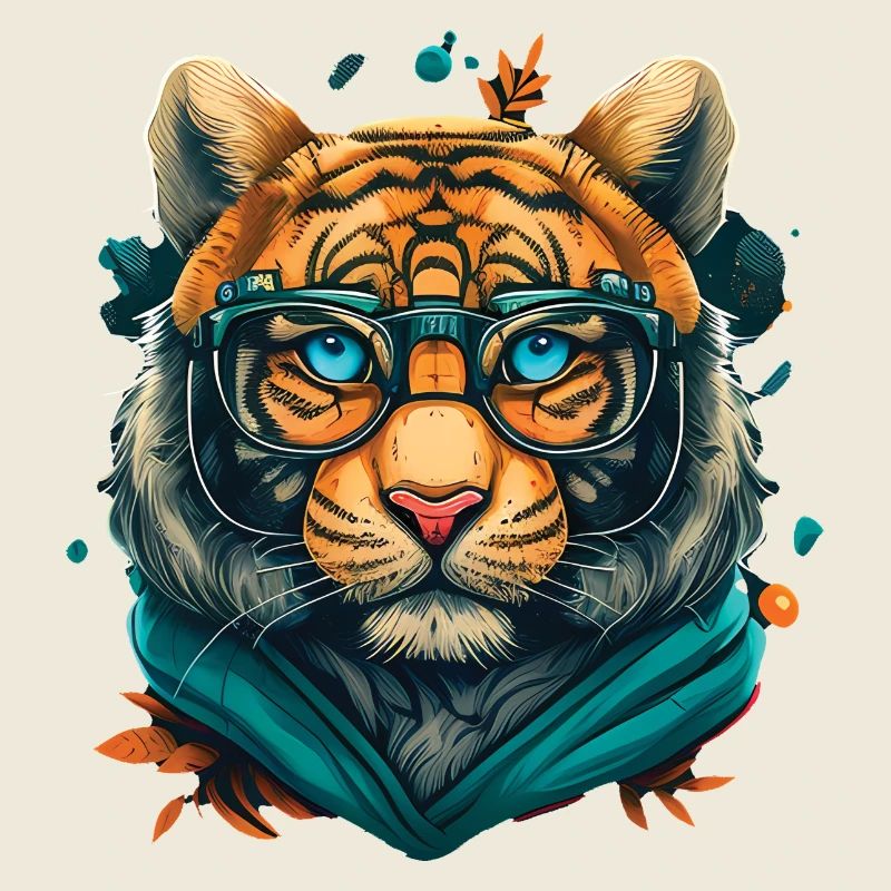 Tiger als Nerd mit Buch
