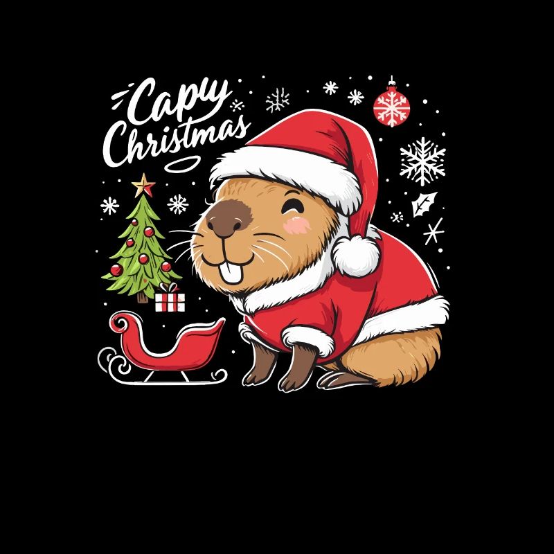 Capybara sapin de Noël père Noël