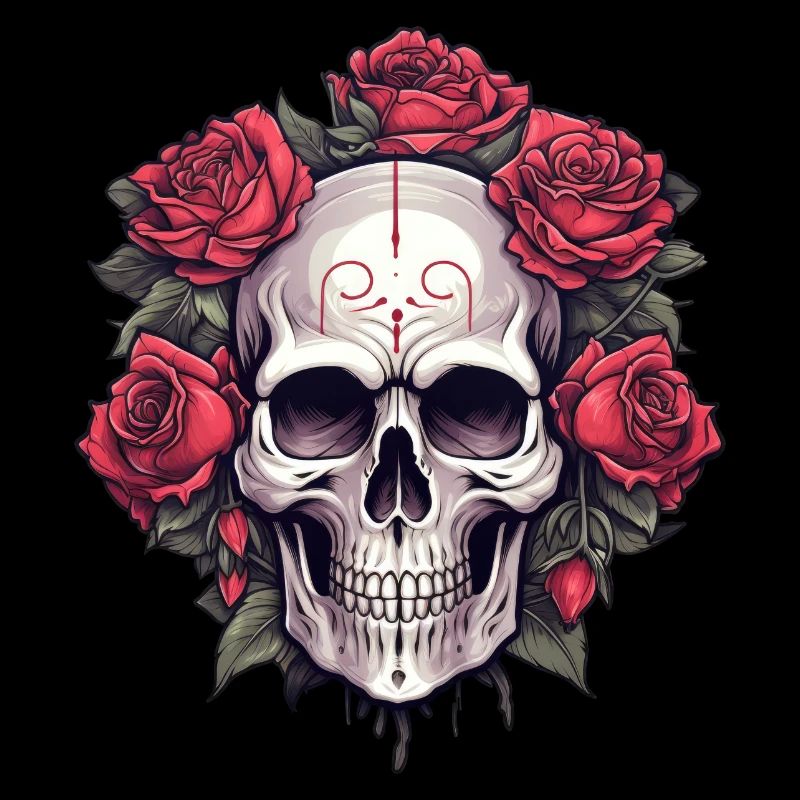 Crâne gothique et Roses Art graphique