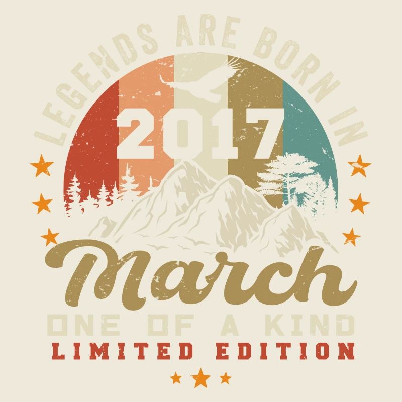 Mars 2017 Vintage Anniversaire Rétro Cadeau