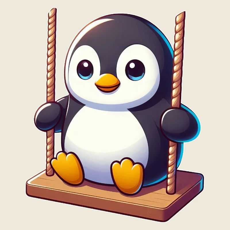 pingouin mignon sur balançoire terrain de jeu dessin animé