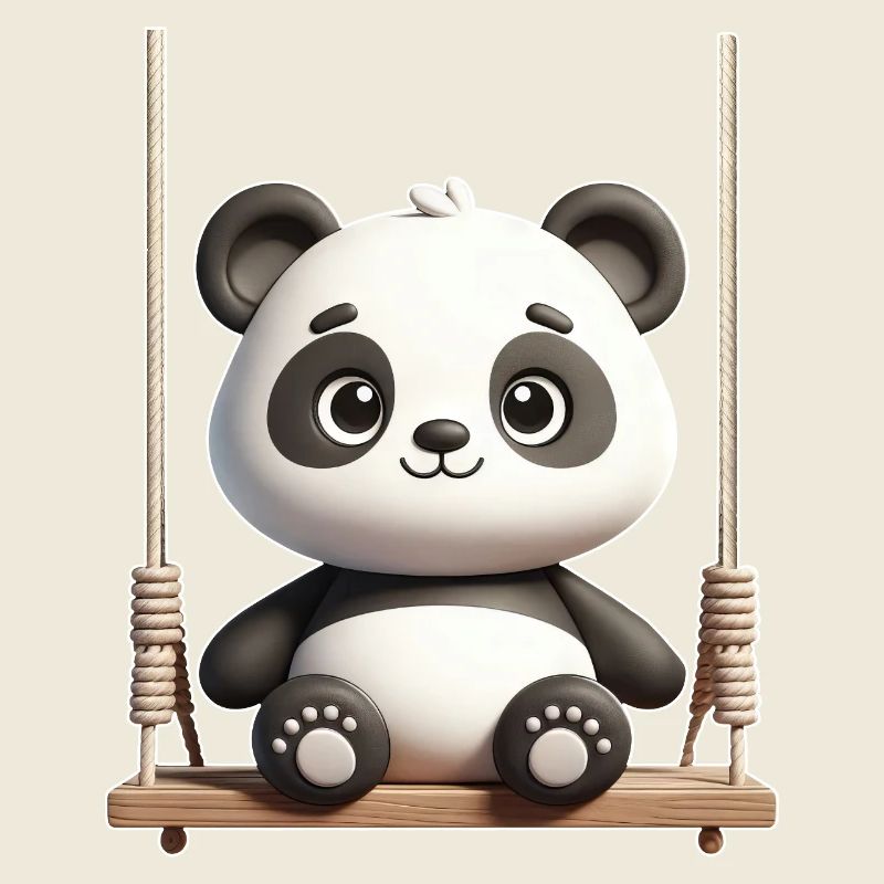 Mignon Panda Balançoire Dessin Animé