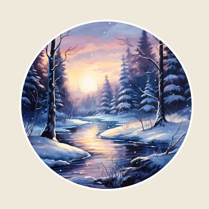 Paysage d’hiver forêt avec rivière