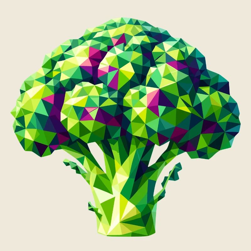 Abstract Geometric Broccoli - Vibrant Color Design