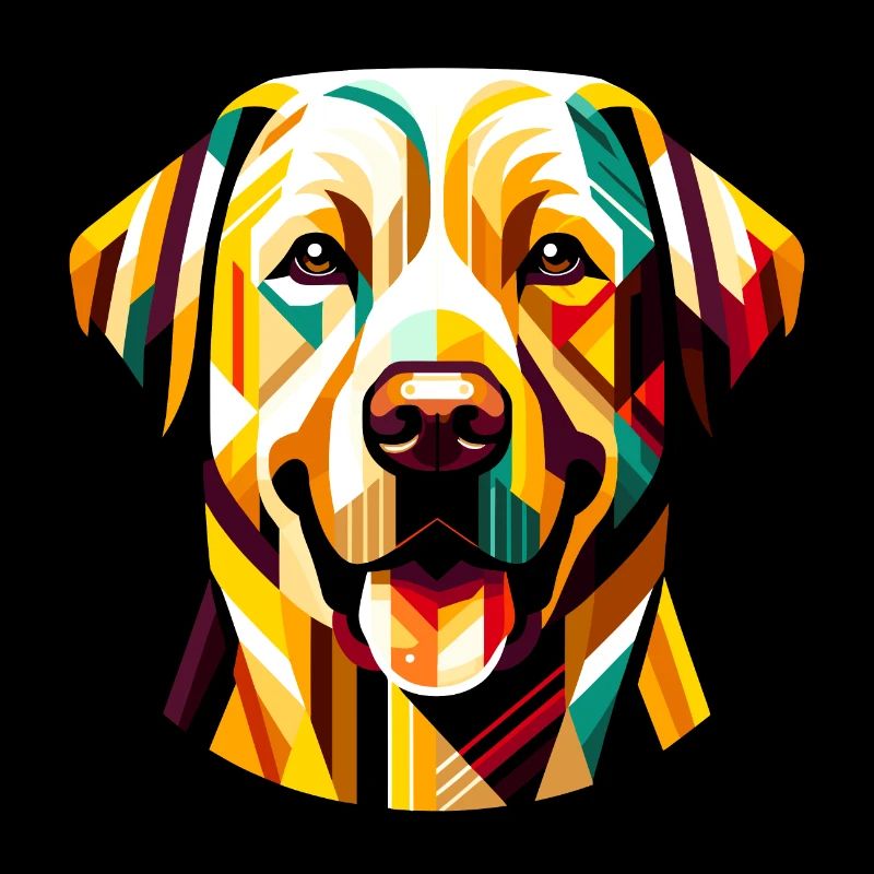 Lebendiger Patchwork-Labrador: Abstraktes Hundedesign
