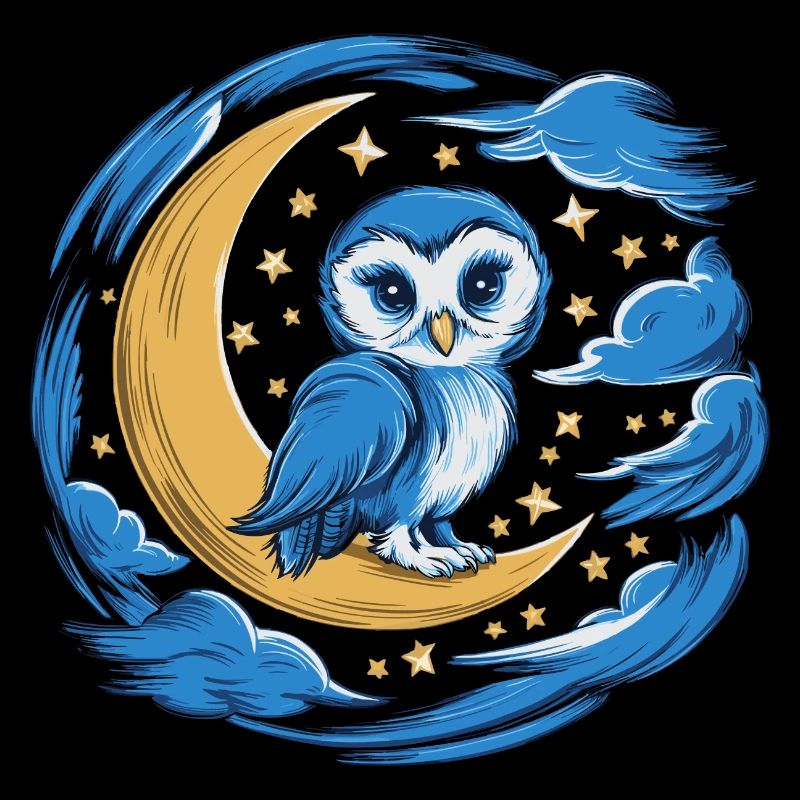 Eule Mond Sterne Nachthimmel