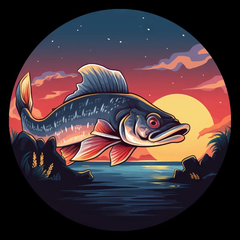 Angler Fisch Forelle Sunset