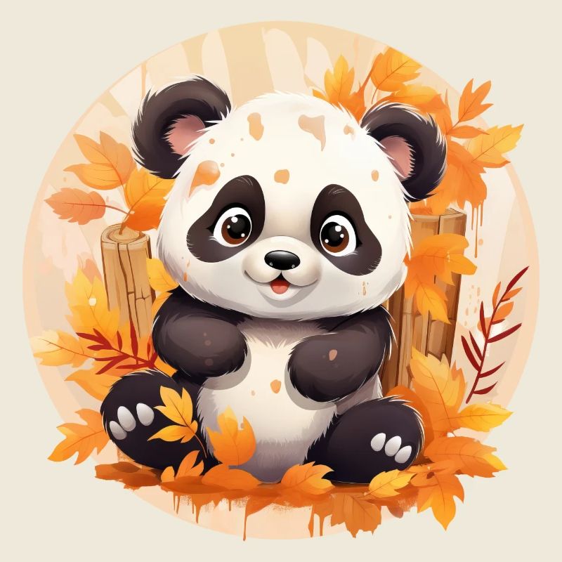 Panda Laub Herbst Bunte Blätter Sunset Design