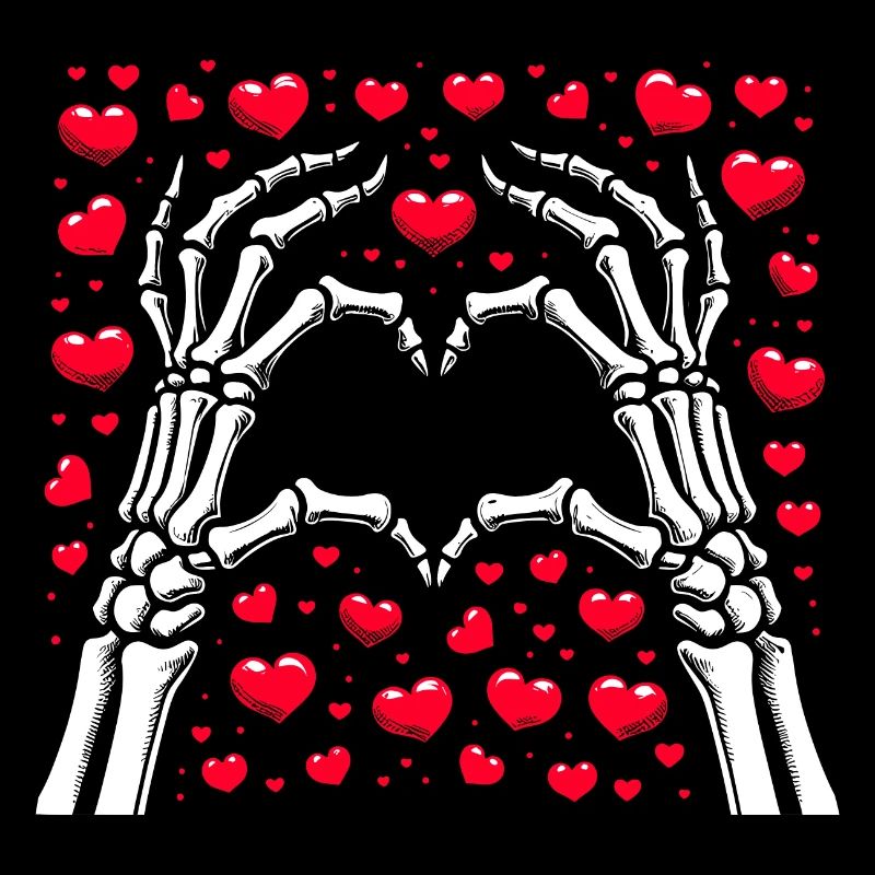 Skelett Hand Herz Valentinstag Freund Liebe Spaß