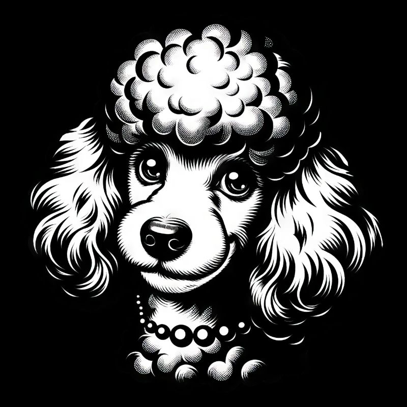 Dessin au crayon de caniche mignon