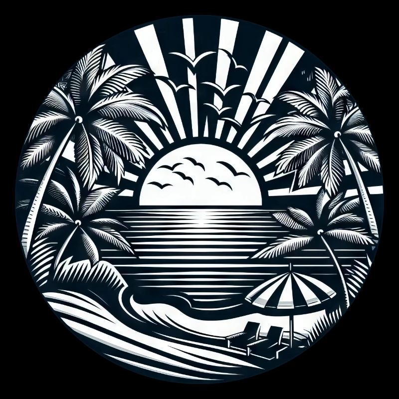 Vacation Summer Sun Beach Palm Trees Silhouette