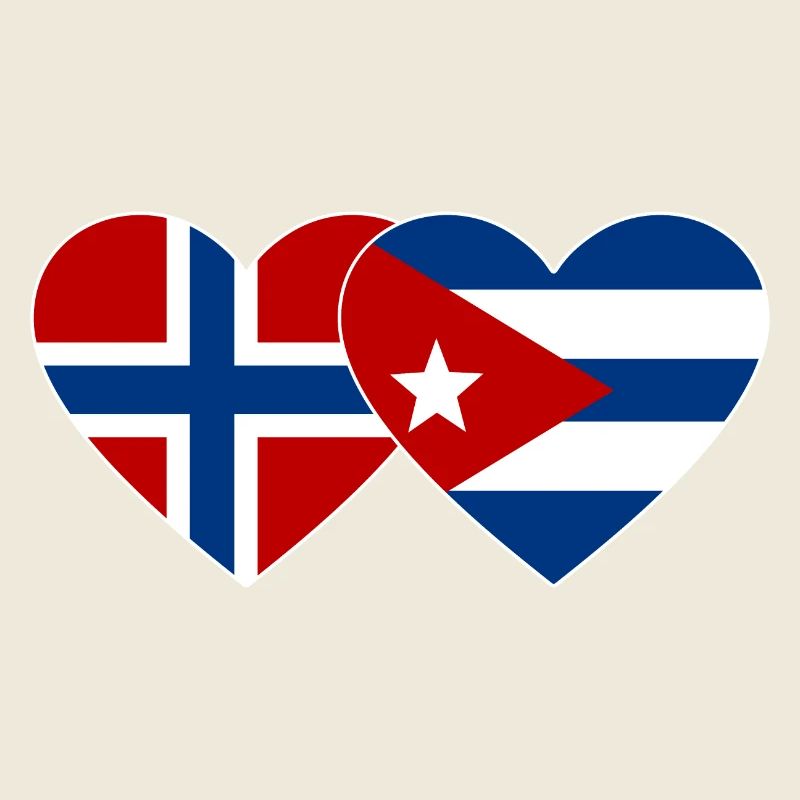 Norway Cuba Flag Heart