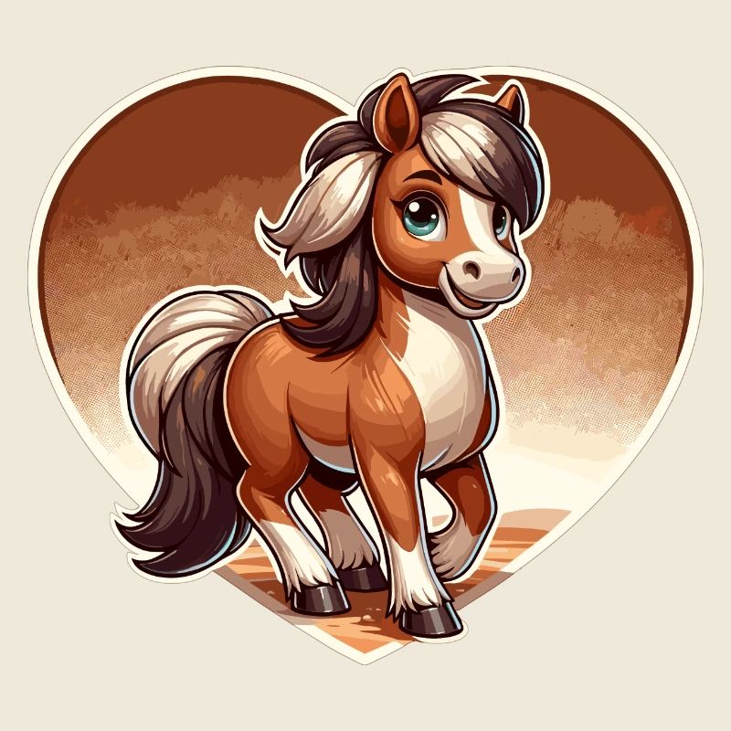 Pferd mit Herz in Comicstyle