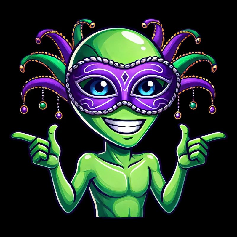 Mardi Gras Alien Cartoon Veggie Spaß
