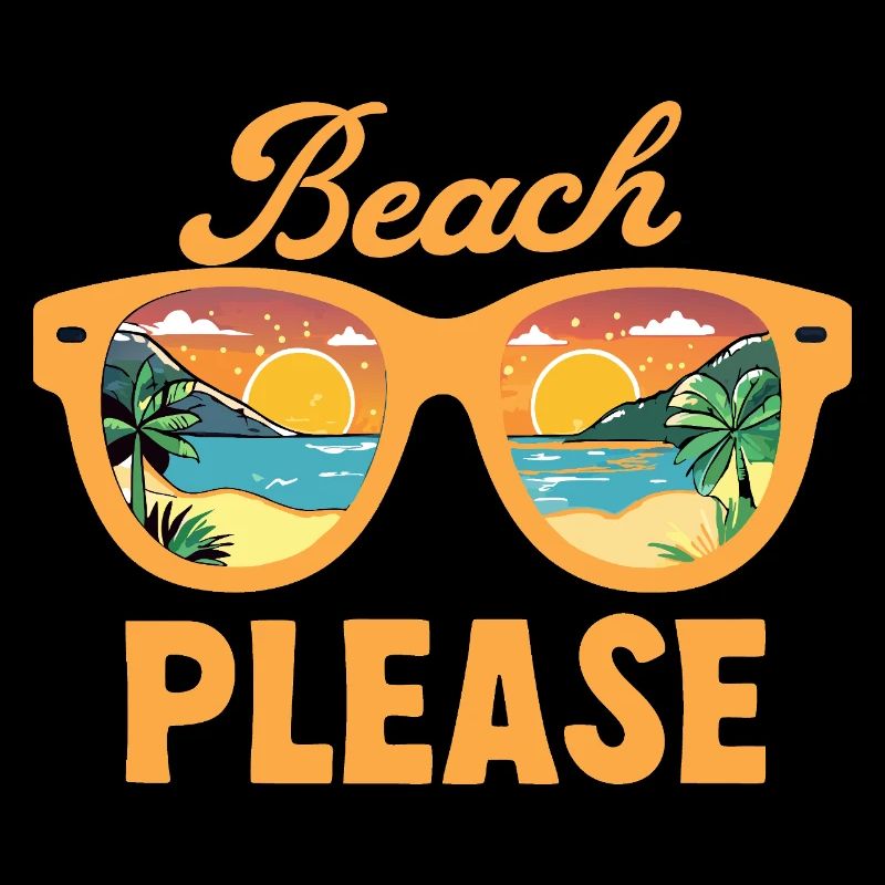 Beach Please Sunglasses with Sea Beach Summer time