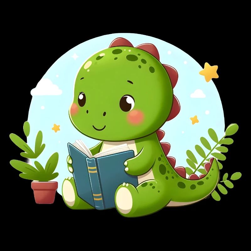 Dino liest Buch
