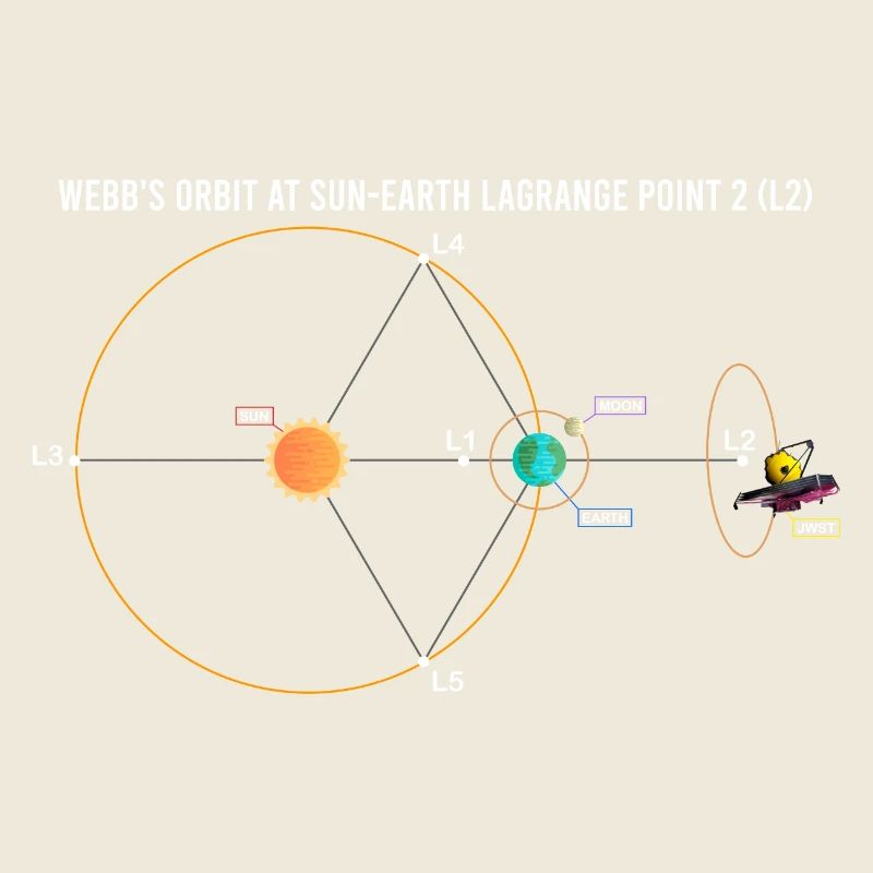 Webbs Umlaufbahn bei Sonne-Erde Schematische Darstellung Lagrange L2