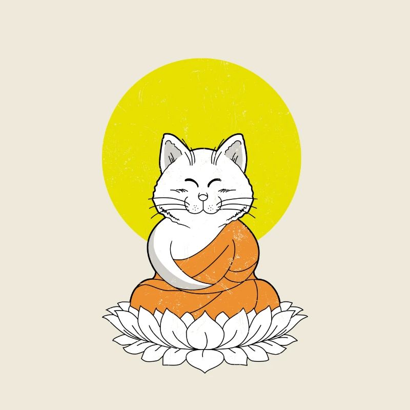 Cat Buddha Master Vintage