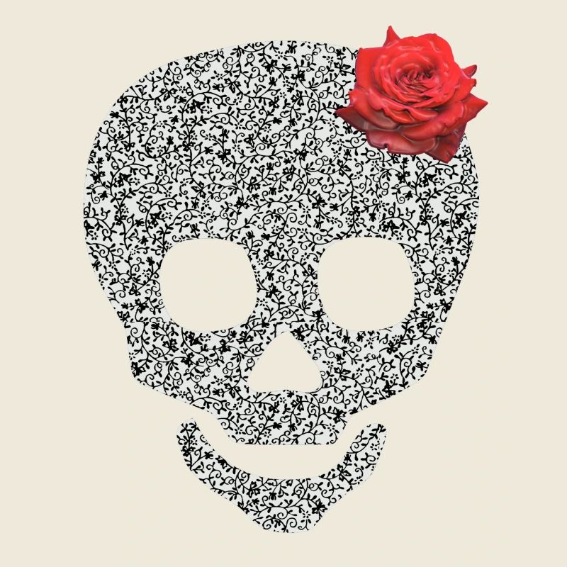 skull with rose