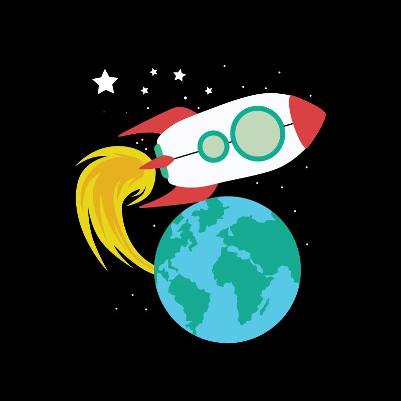 Rocket in Space Planet Earth for Kids